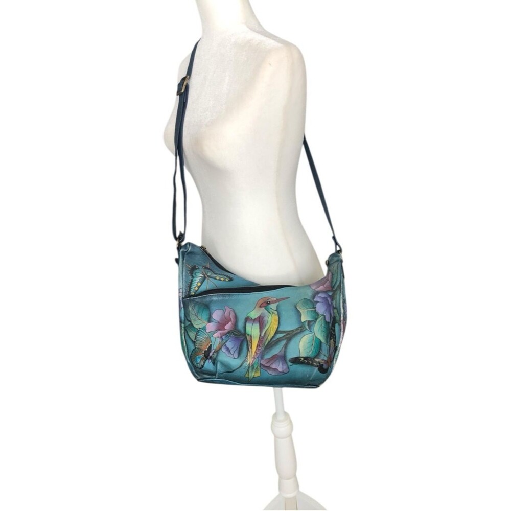 Anuschka Hand-Painted Hawaiian Twilight U-Top Convertible Hobo Crossbody